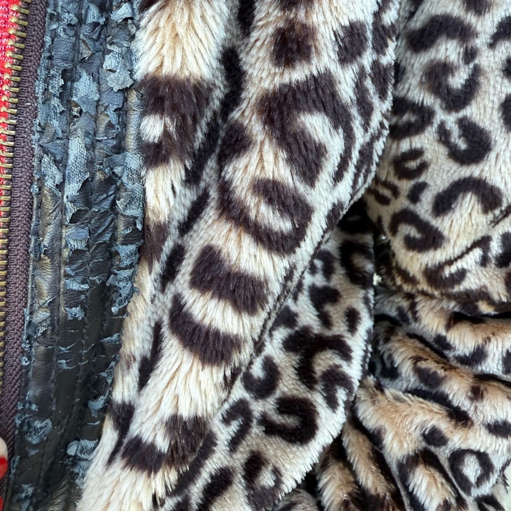 Candie's Leopard Print Bomber Jacket View 5